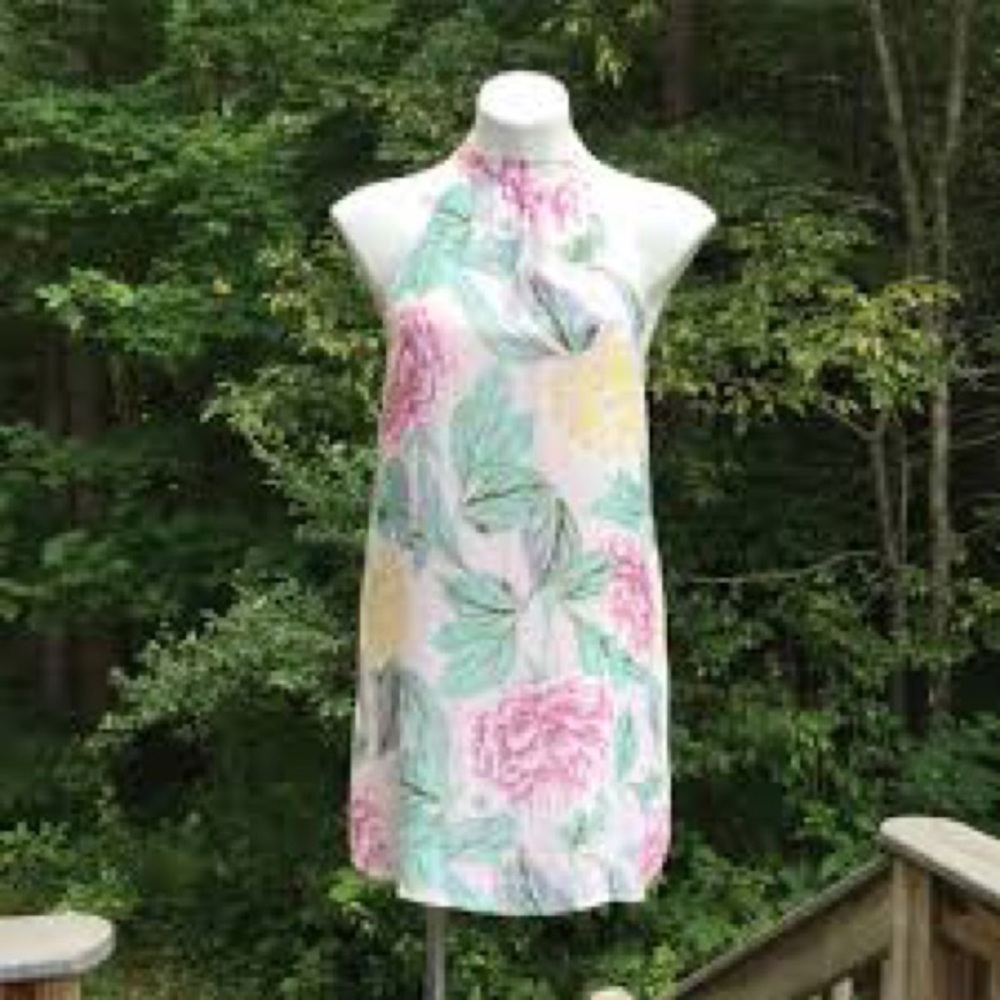 Pink floral mini occasion dress